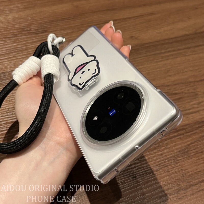 适用华为x6手机壳新款折叠屏磨砂透白超人小狗支架手绳matex5典藏版全包防摔X3简约可爱卡通matex6保护套男女|undefined