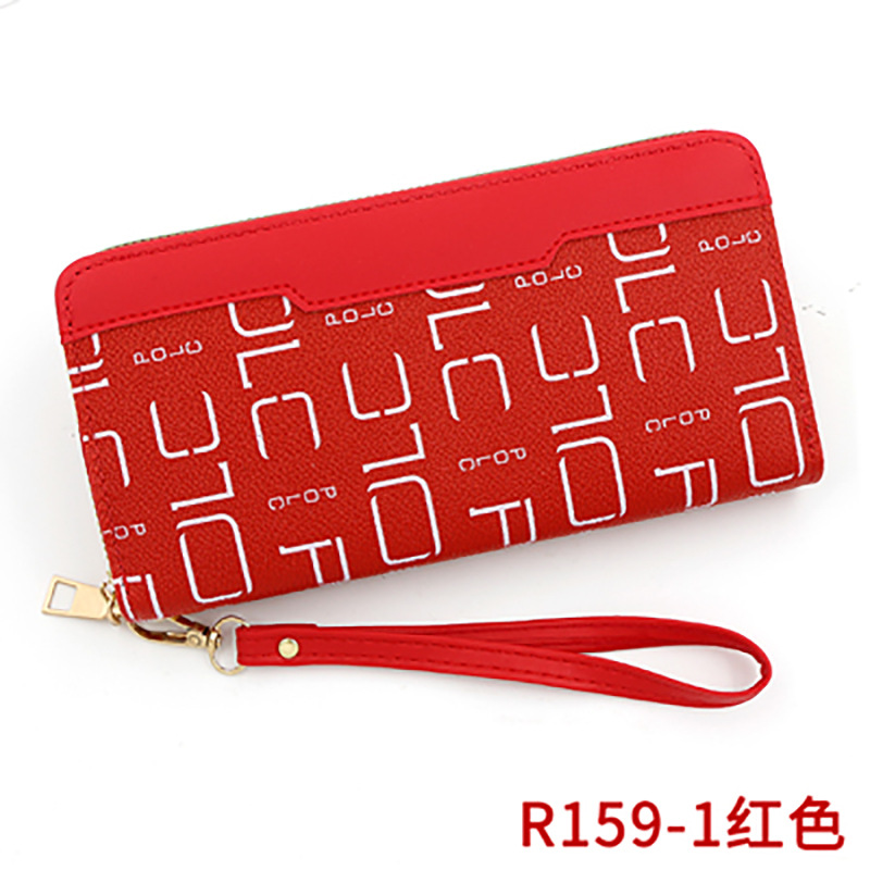 De las mujeres de estilo coreano simple cartera larga cremallera Cartera de cuero de color a juego de moda moneda monedero titular de la tarjeta bolso