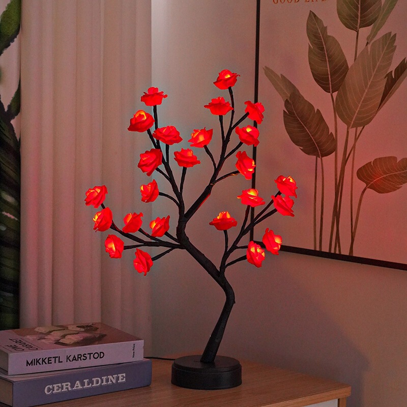 Cross-Border USB Rechargeable Detachable Led Artificial Rose Tree Lamp for Indoor Bedroom Atmosphere Decoration Night Light Cross-Border USB Rechargeable Detachable Led Artificial Rose Tree Lamp for Indoor Bedroom Atmosphere Decoration Night Light