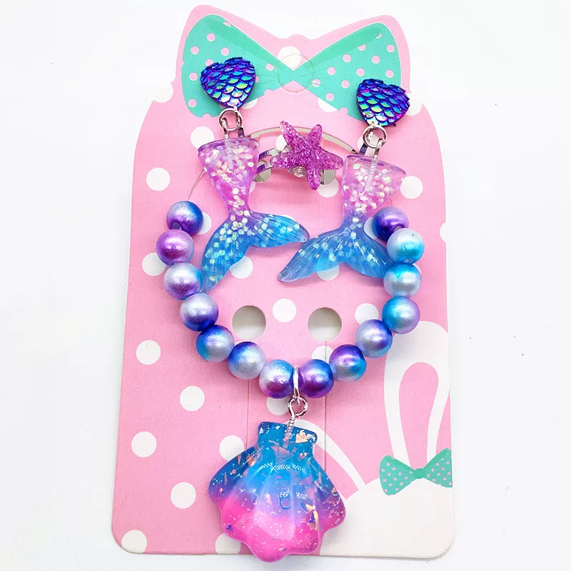 Bracelet, ear clips, ring, set for princess, accessory, wholesale, 3-6-8 years