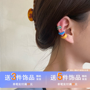 Summer New Sweet and Cute Earrings Fresh Colorfulful Ear Clip C-Shaped Non-Pierced Ear Bone Clip Kidsren's Earrings 1689