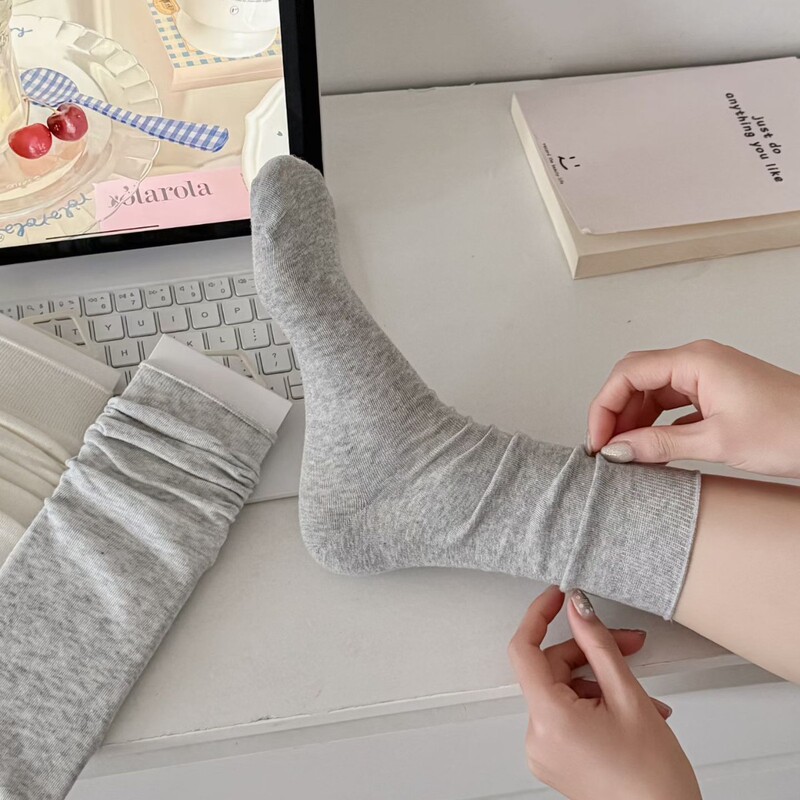 Korean Women's Socks for Spring and Summer, Thin, Sweat-Absorbent, Breathable, Mid-Calf Socks, Solid Color, Versatile, Trendy Slouch Socks, Seamless Long Socks Korean Women's Socks for Spring and Summer, Thin, Sweat-Absorbent, Breathable, Mid-Calf Socks, Solid Color, Versatile, Trendy Slouch Socks, Seamless Long Socks