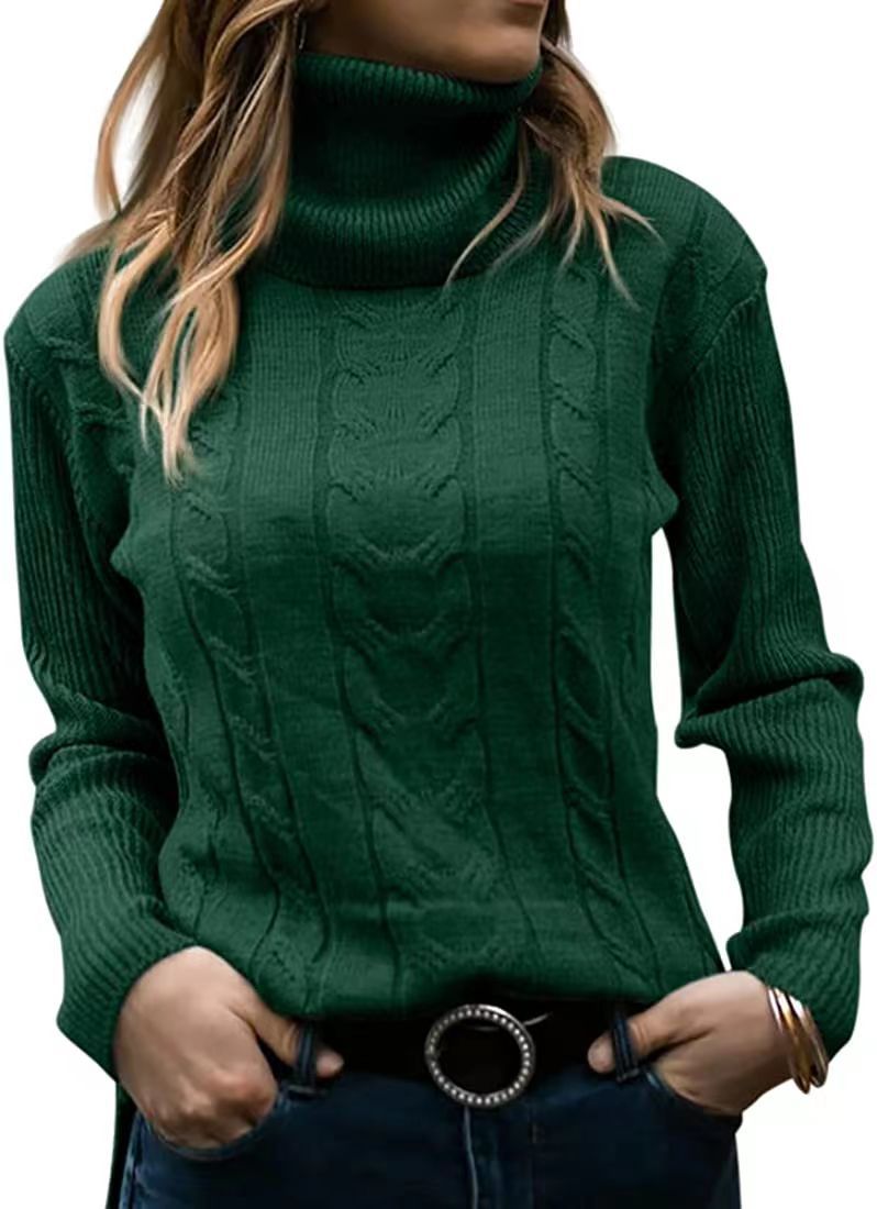 Dames herfst en winter nieuwe effen kleur coltrui retro lange mouwen dames trui_voghion.com