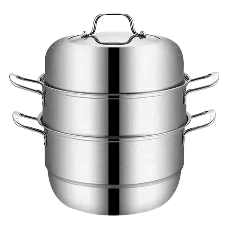 Трехъярусная пароварка Chuangfa из нержавеющей стали, большая вместимость, многофункциональная корзина для пароварки, поддон для пароварки, пароварка для приготовления булочек, универсальная глубокая пароварка для приготовления риса.