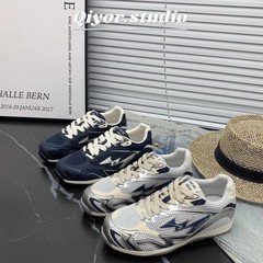 Qiyor韩系小众复古内增高德训鞋女2025夏新款透气百搭平底休闲鞋