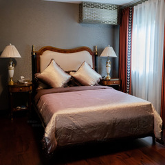 英式亞歷山大真皮1.5米床新古典實木雕花雙人婚床別墅樣板房大床