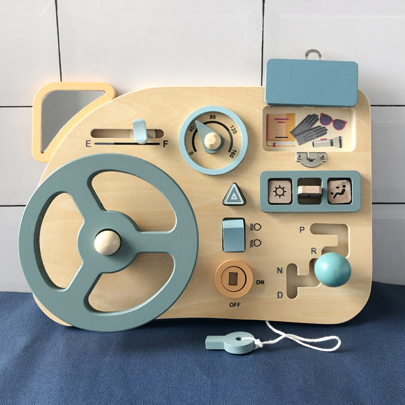 Montessori Early Childhood Educational Toys Baby Busy Board Steering Wheel Toys Children Simulate Driving Up to 3 Years Old House Accessories