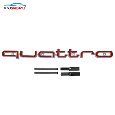 Applicable to Audi A3 A4 Q3 Q5 RS4 RS5 6 7 net logo modified quattro four-wheel drive net logo (Car logo) - quattro-red-bottom-silver-edge