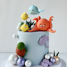 海洋系列软胶玩偶摆件 橙色系八爪鱼啵啵鱼魔鬼鱼鲸鱼海龟