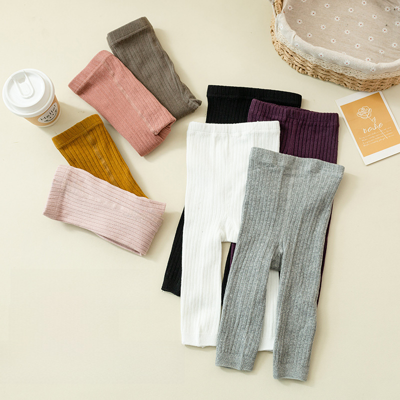 Children's socks Spring and Autumn Baby Leggings Children's Pantyhose 8 Colors Double Needles Korean Version Vertical Stripes Girls' Nine-Piece Pants