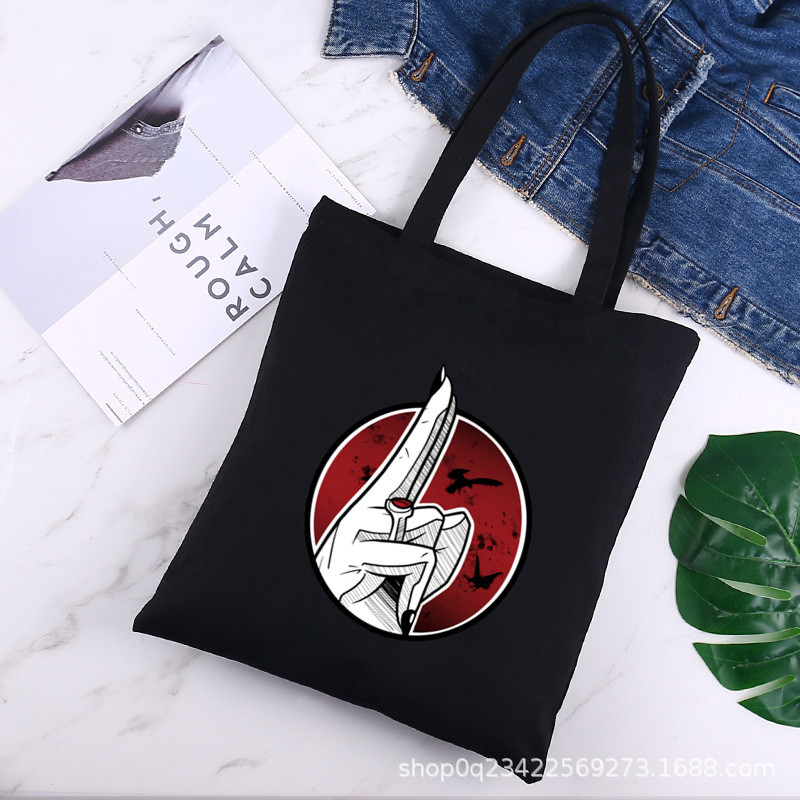跨境Naruto Itachi Uzumaki印花帆布包原宿单肩包学生手提袋现货