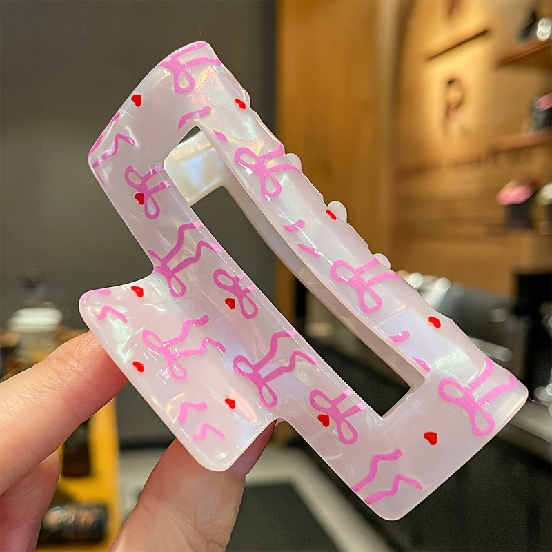 45g Weight Hair Claws Hair Accessories Type 1 Piece Quantity Daily, Street Occasion Acrylic Material Bow Knot Pattern All Seasons Season Women's Gender Sweet, Classic Style Style Sweet Classic Style Women's Bow Knot Acrylic Hair Claws 2