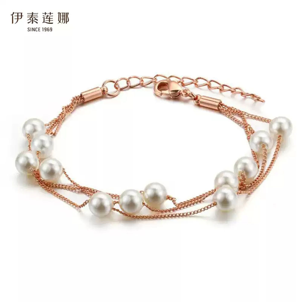 新款丽晶贝壳珍珠三层手链简约休闲气质手饰饰品潮人同款女士礼品