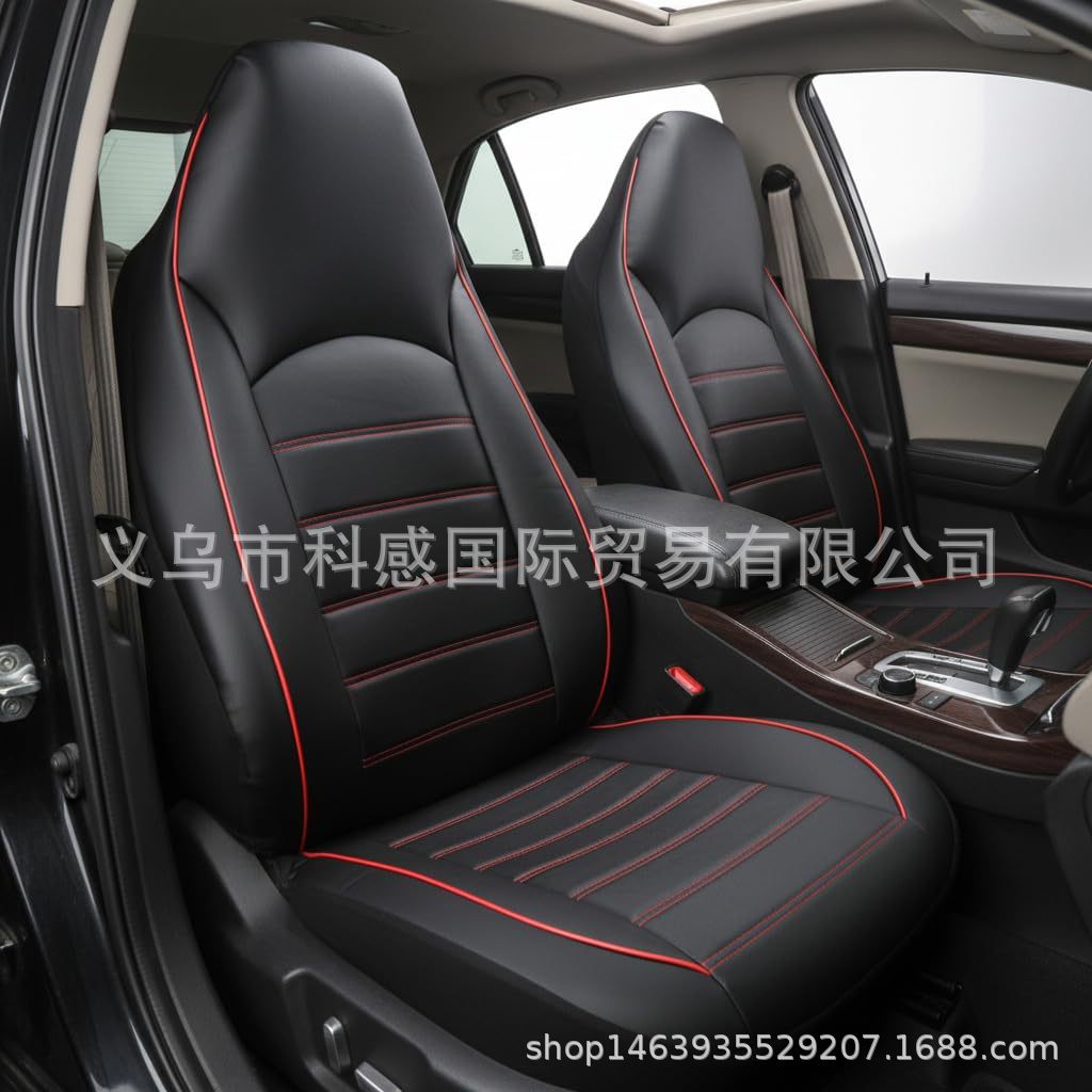 Cross-border best-selling PU leather double-stitch high-back pull-strap universal car seat cover for Amazon, Temu, and Mercado Libre