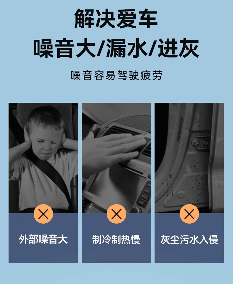 Car sealing strip three-layer soundproof thickened car anti-noise universal door noise reduction door seam adhesive strip modification accessories