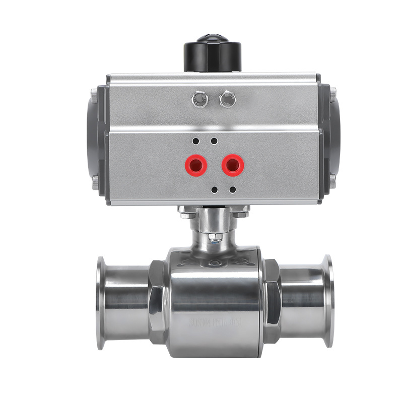 304 stainless steel pneumatic straight-through ball valve sanitary quick-loading clamp type Q681 straight-through pneumatic quick-loading ball valve
