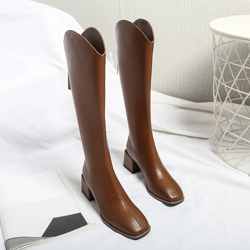 Miss Shi 20121-28 Женские высокие сапоги 2025 Осень/Зима Новые высокие сапоги до колена на высоком каблуке для верховой езды.