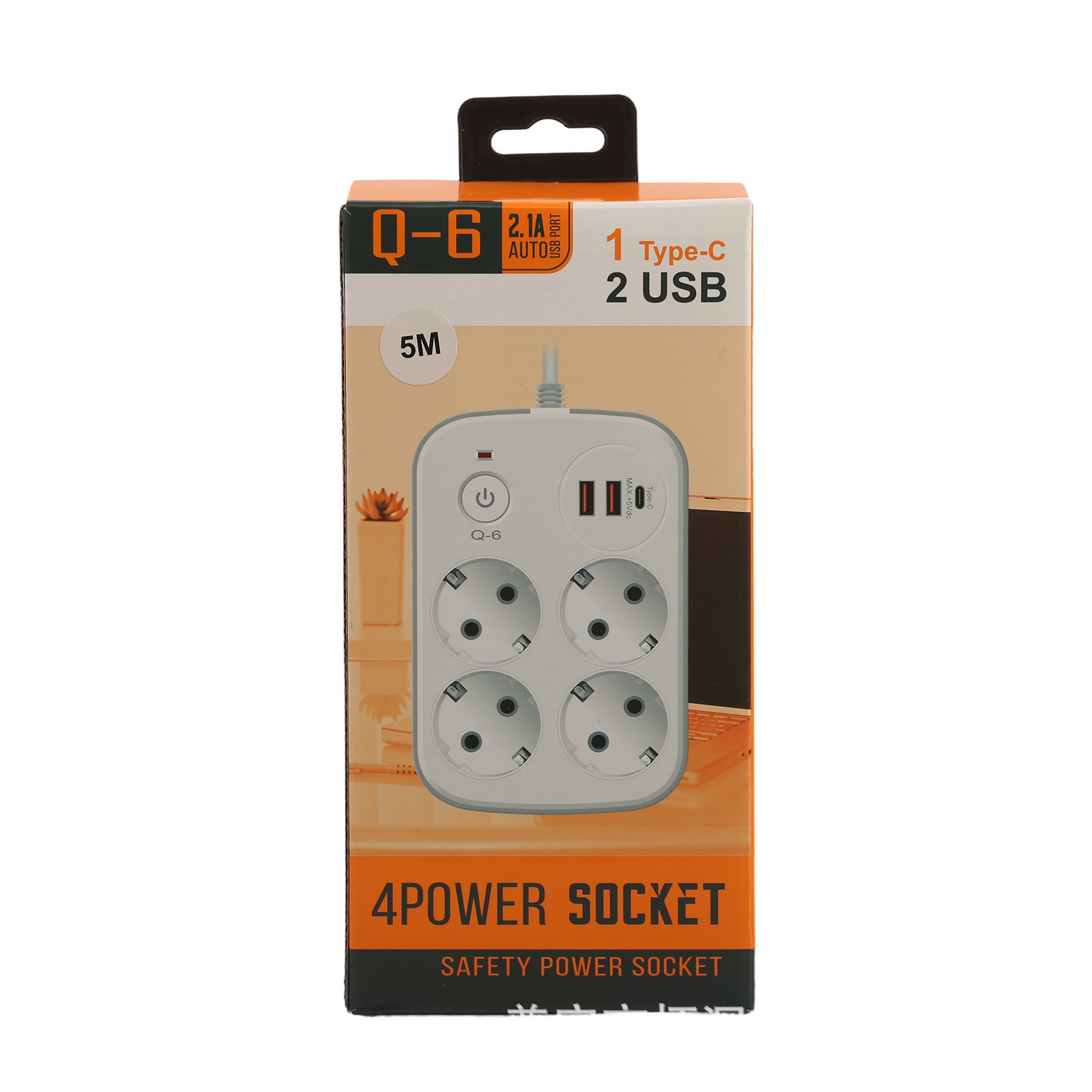 Exportación rusa zócalo USB de comercio electrónico con puerto PD 4 posiciones 8 agujeros 5 metros caja estándar europeo