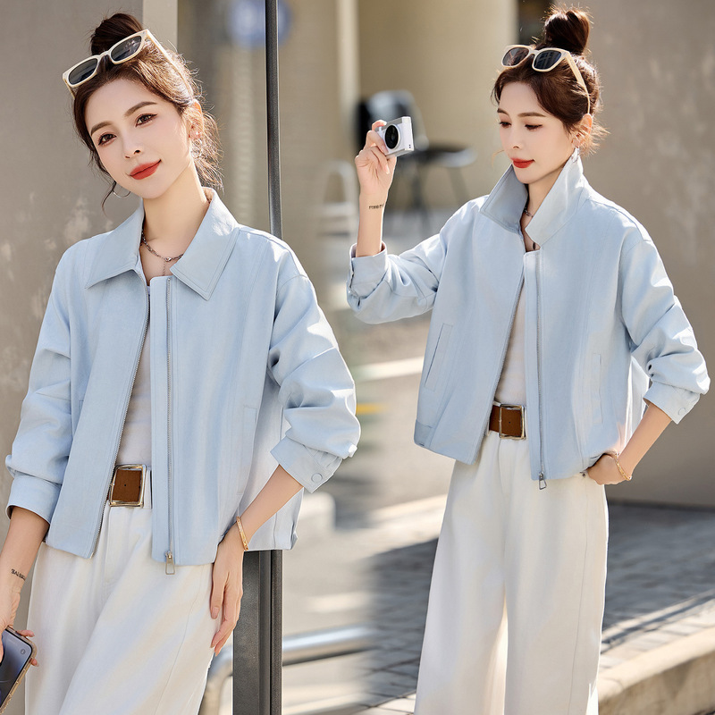 Brand New Spring and Autumn Stylish Casual Youthful Sheepskin Jacket Short Coat for Petite Women