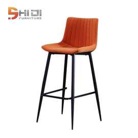 北欧吧台椅现代简约靠背椅家用轻奢设计师款网红绒布餐吧椅高脚凳