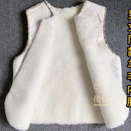 真羊皮毛一体马甲外套纯羊毛保暖背心冬季加厚抗寒男女同款