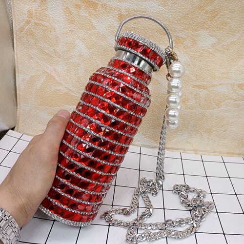 Internet celebrity full diamond stainless steel thermos water cup rhinestone portable water bottle for women creative personalized livestreamer merchandise high-end gift