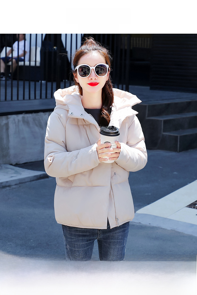Neue baumwollgefütterte Jacke 2021 im koreanischen Stil, warmer Mantel für Studenten im Herbst und Winter, lockerer, dicker Hutkragen, kurzer baumwollgefütterter Damenmantel_voghion.com
