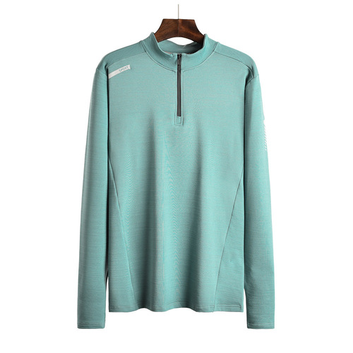 Men's outdoor sports autumn and winter long-sleeved wholesale running fitness quick-drying zipper elastic loose large size tops