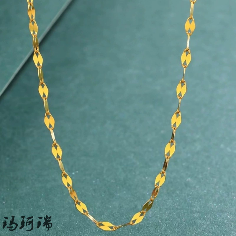 Ожерелье-цепочка для губ из золота 18 карат au750, цветная золотая цепочка на ключицу, простая универсальная простая цепочка, модная легкая роскошная штабелируемая популярная женская вещь