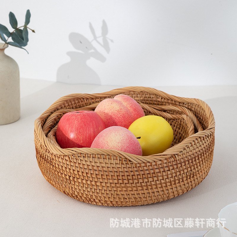 Vietnamese rattan storage basket fruit tray living room home use coffee table snack storage box candy basket fruit basket Instagram