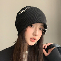 2025秋冬帽子女韩版包头帽大头围显脸小堆堆帽复古休闲百搭针织帽