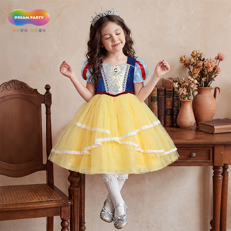 Girls' Snow White Dress, New Summer Style Disney Lolita Fluffy Children's Dress, Fashionable Baby Dress Girls' Snow White Dress, New Summer Style Disney Lolita Fluffy Children's Dress, Fashionable Baby Dress