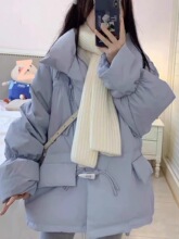羽绒服女小个子2025新款韩版宽松牛角扣面包服秋冬季外套短款跨境