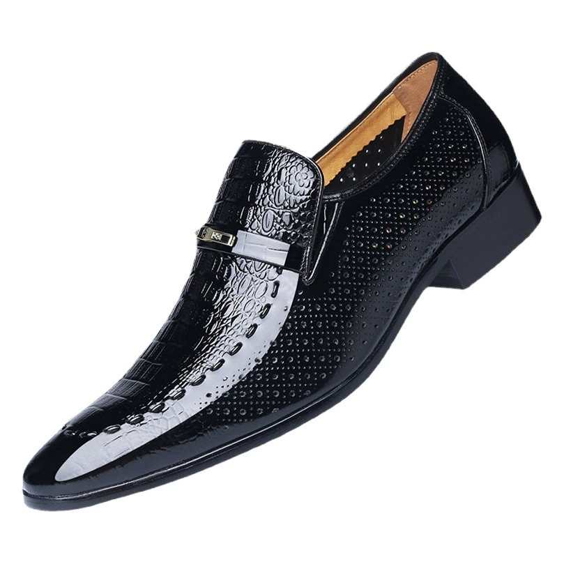 Мужские кожаные туфли для осени и зимы с плюшевой подкладкой, классические туфли в британском стиле с острым носком, блестящая кожа, модный узор «рыбья чешуя», модель 22762