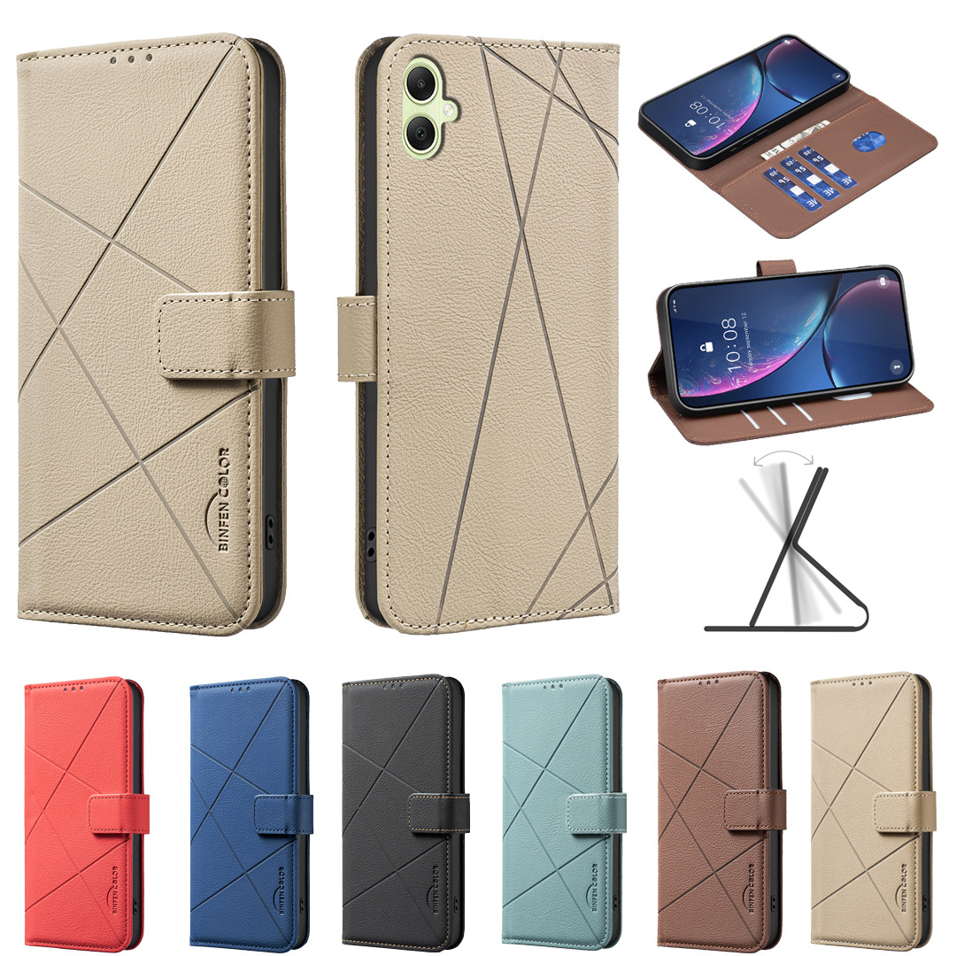 适用Moto G14皮套谷歌PIXEL 9A荔枝纹棱形条纹防盗刷插卡钱包纯色