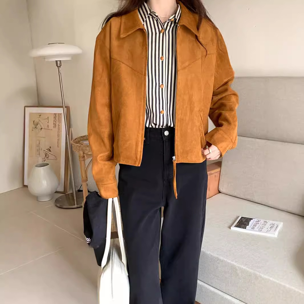 Jacket for Women, New Korean Style Design, Loose and Slimming Suede Jacket