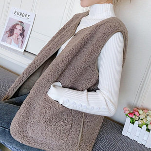 Plush Vest Women's Short Outer Wear Granular Plush Vest Thickened Warm Waistcoat Outer
