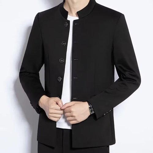 New Chinese Style Stand Collar Suit Jacket Set Black High-end Zhongshan Suit Loose National Trend DK Uniform Chinese Style Tangzhuang