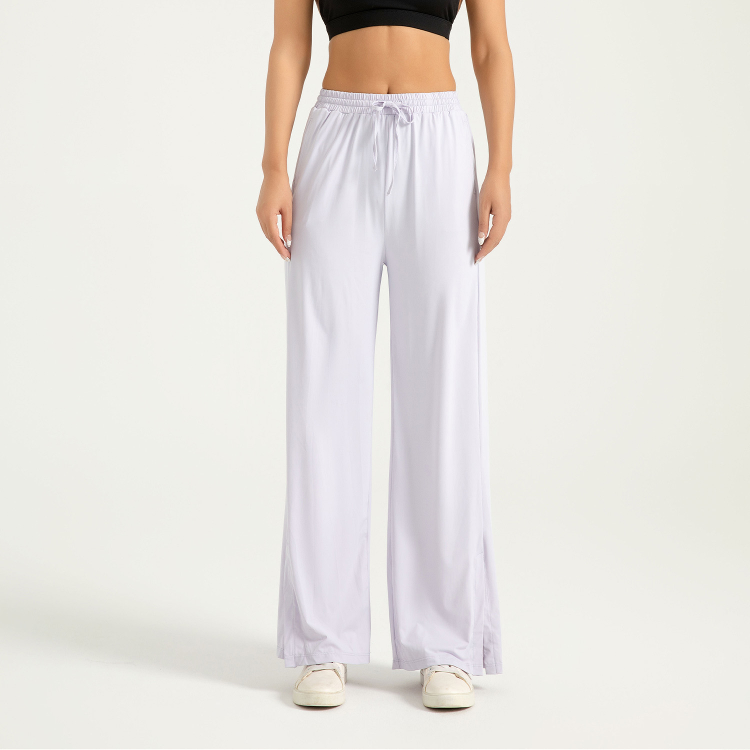 Zona transfronteriza de Juyitang pantalones de cintura alta y piernas anchas para mujeres, pantalones deportivos anti-UV de hielo desnudos