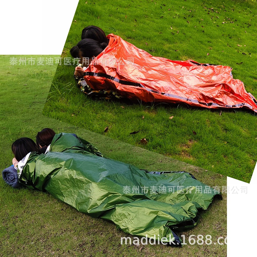 Самый продаваемый на Amazon спальный мешок для экстренных ситуаций, 100 000+ штук, 12 микрон, из ПЭТ, двойной зеленый, и оранжевый спальный мешок для экстренных ситуаций