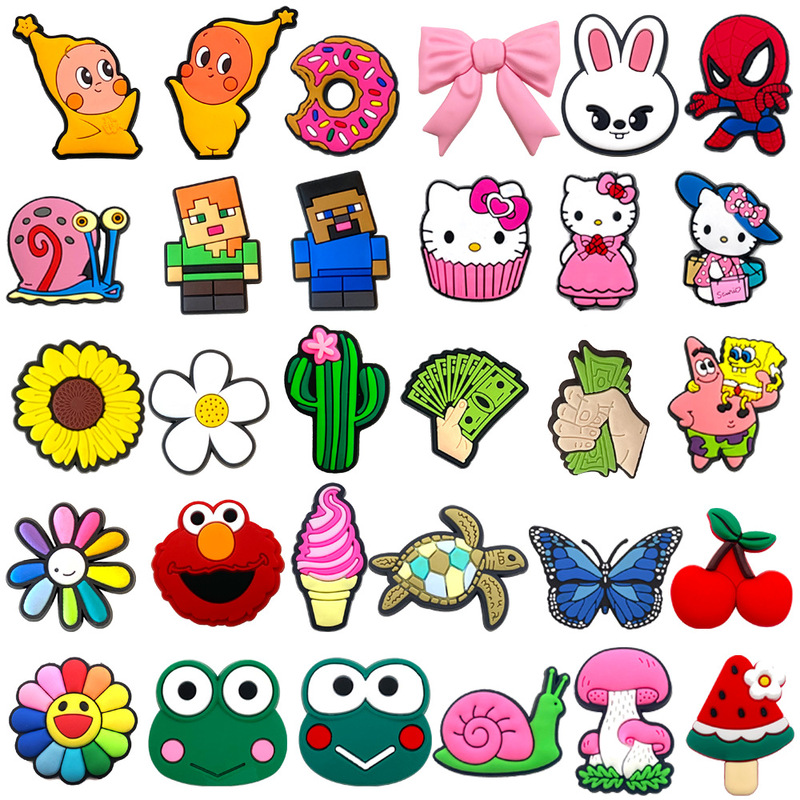 Single Set of 30 Turtle, Frog, Kt Cat Shoe Charms, Shoe Buckle Accessories for Clogs, High-End Pvc Soft Rubber Shoe Decorations