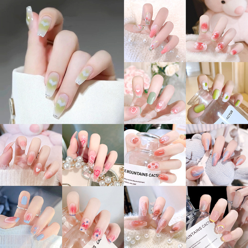 Wearable Nail Finished Manicure Patch Fake Nail Manicure Patch Manicure Pure Desire Gradient Casual Small Fresh Collection