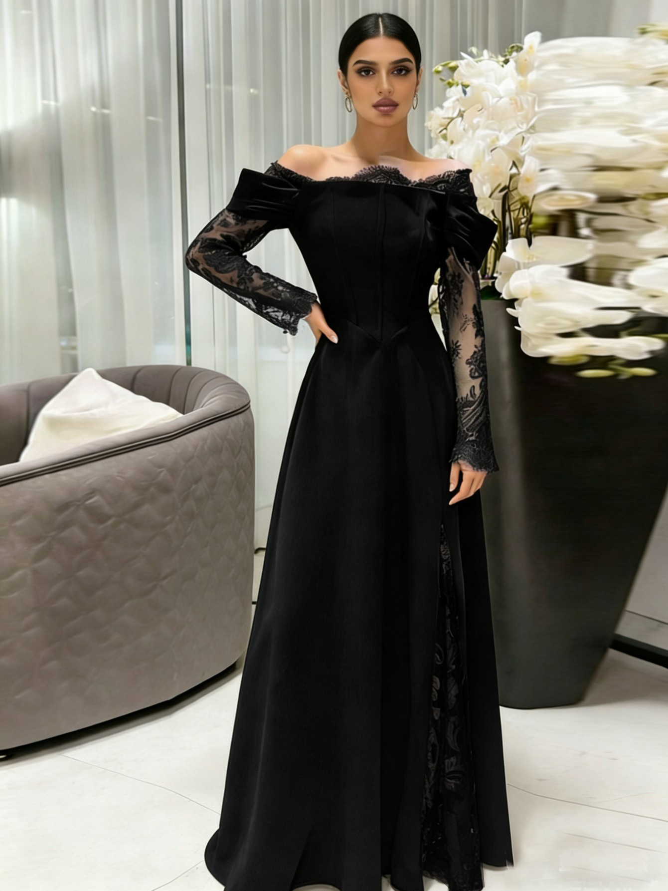 Europa y los Estados Unidos de comercio exterior ropa de mujer transfronteriza nuevo vestido de Amazon color sólido elegante ligero lujoso sexy vestido de fiesta
