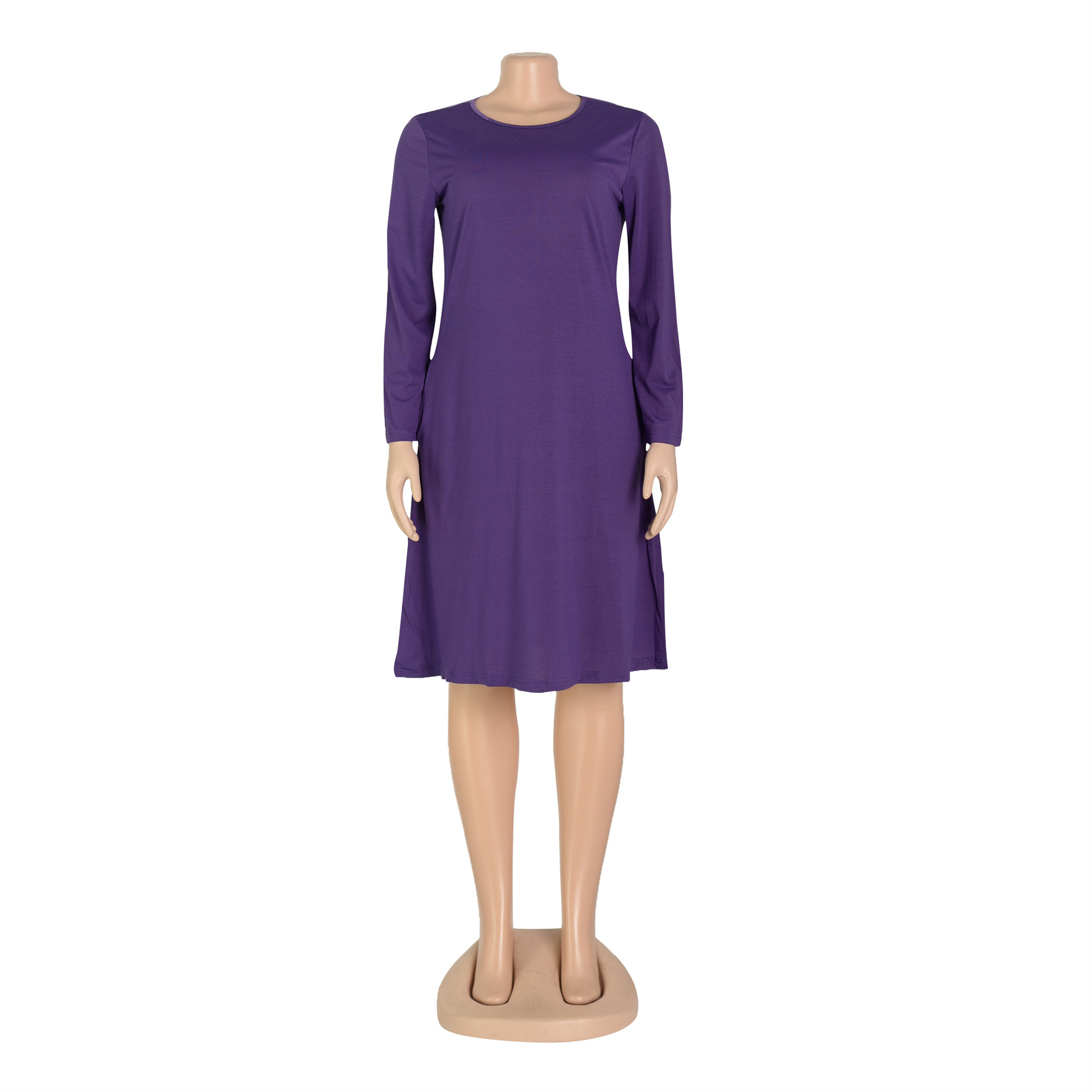 Women Clothing Dress Long Sleeve T-shirt Mid Solid Color Basic Summer Autumn