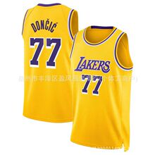 湖人队77号卢卡-东契奇球衣热压款篮球服外贸源头厂家批发+代发
