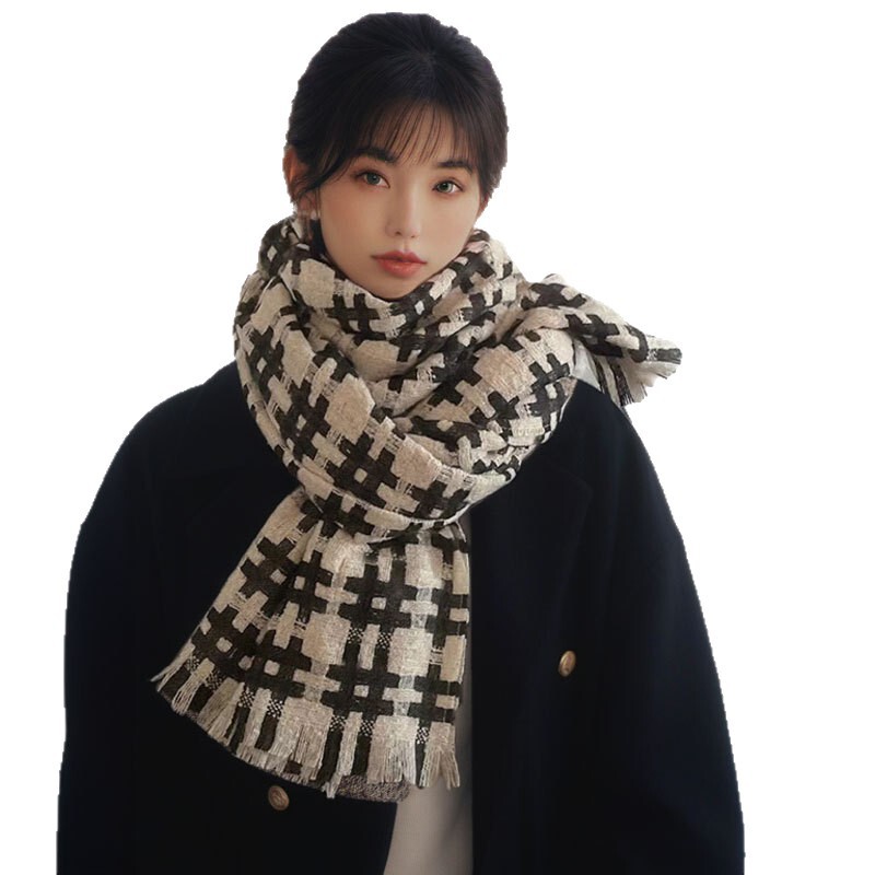 2025新款井字格围巾女秋冬季百搭格子保暖学生情侣厚围脖男潮潮款|undefined