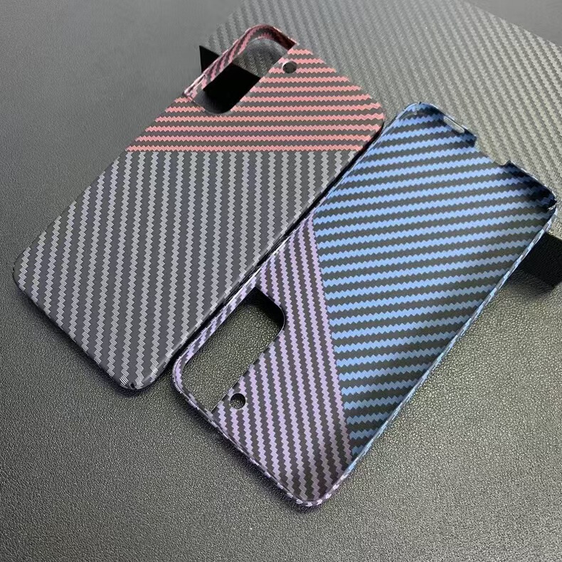 Suitable for Samsung S21Ultra Carbon Fiber Pattern Mobile Phone Case S21+ Kevlar Water Sticker Frosted Protective Cover Pc Hard Case