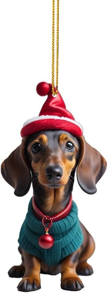 Transfronterizo nuevo perro de Navidad árbol de Navidad decoración colgante de acrílico plano regalo de Navidad decoración colgante