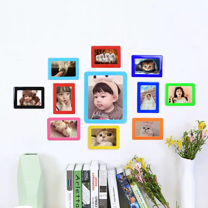 磁吸冰箱贴磁性纯色相框照片墙设计磁力长方形装饰画儿童展示框