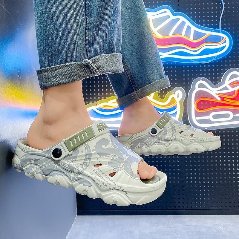 Zapatillas de hombre de comercio exterior de estilo explosivo transfronterizo, chanclas antideslizantes, resistentes al desgaste y desodorantes, estilo de uso exterior de verano, fondo grueso al aire libre, ocio